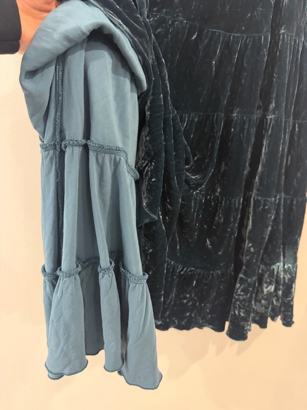 Crushed Velvet Blue Tiered Maxi Skirt 2 Whimsical Fairy Whimsigoth - Picture 7 of 7